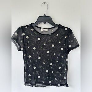 Floral mesh top size large